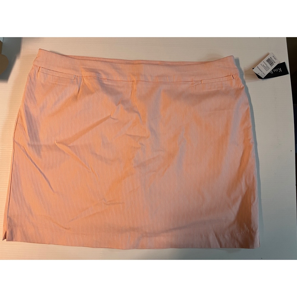 Kim Rogers Womens Plus 22W Orange White Striped Seersucker Skort New With Tags